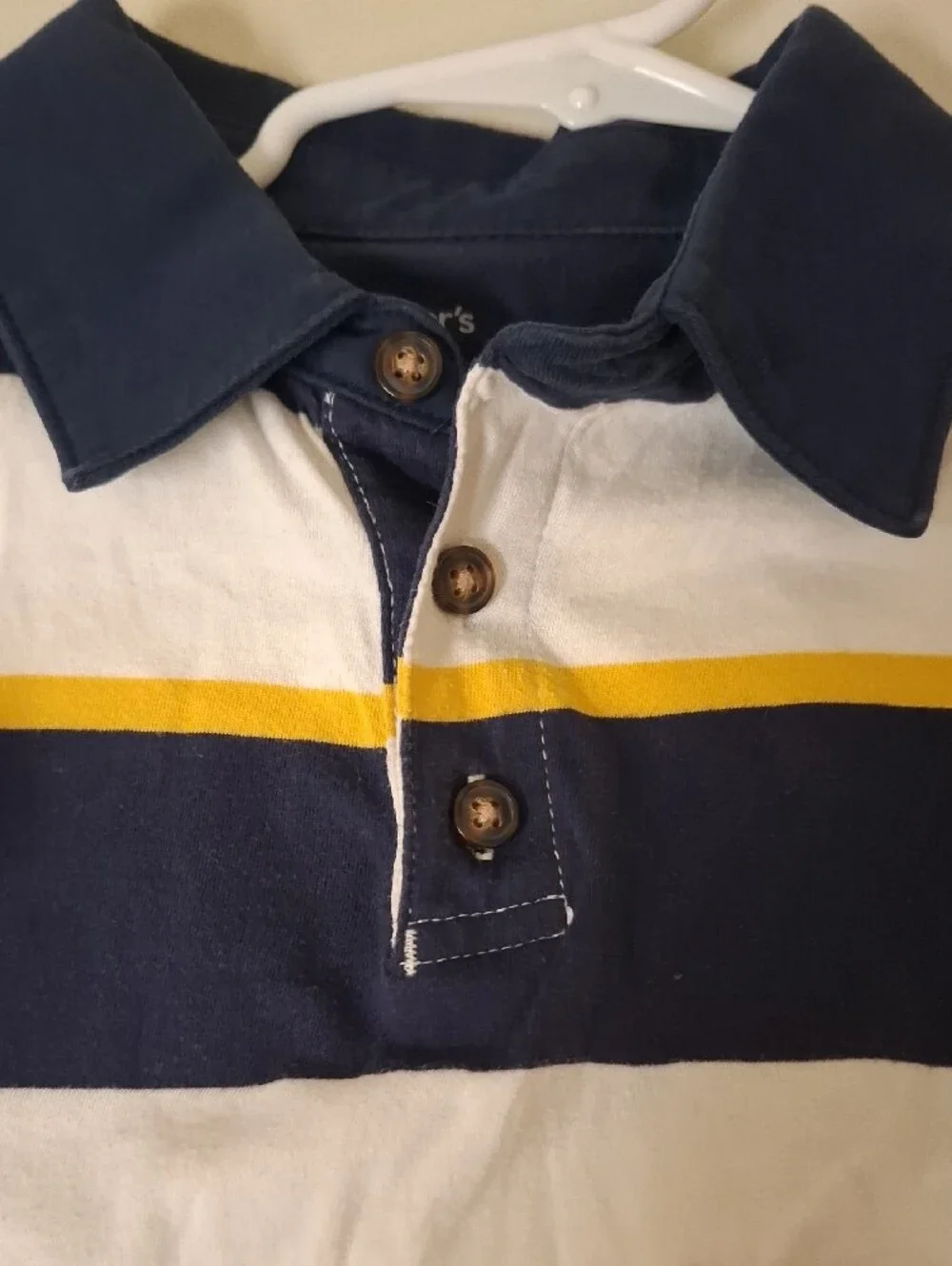 Carter's Navy, White & Yellow Striped Polo